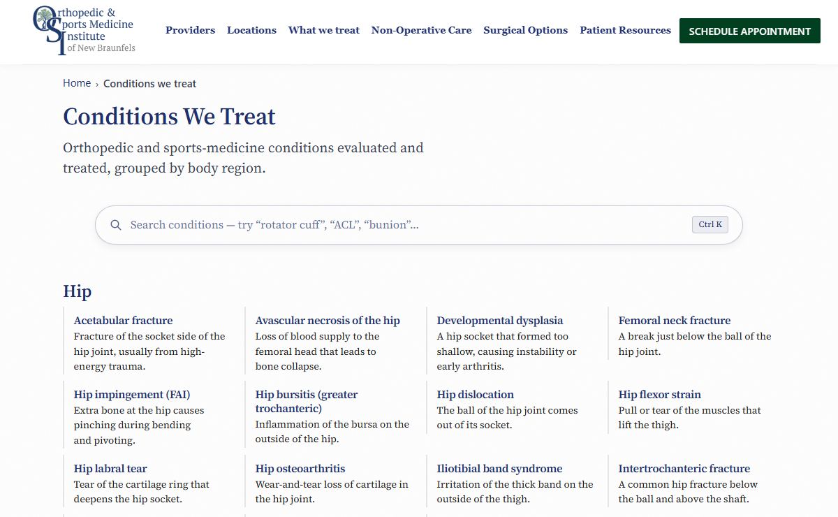 Conditions We Treat library on osinb.com