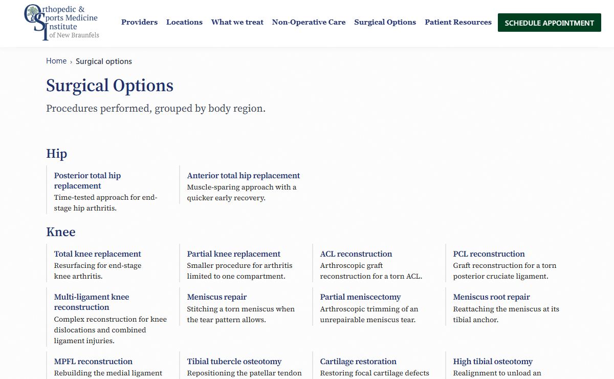 Surgical Options library on osinb.com