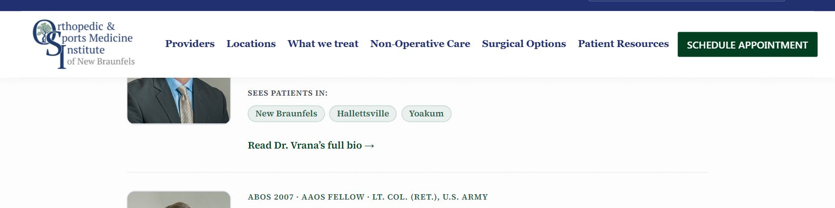 Your row on the Providers page